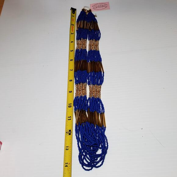 Blue Seed Bead Long Necklace Garold C Miller Fashion Jewelry 28" - Picture 4 of 5